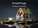 PowerPoint Template - New house and a lot of euro coins. ** Note: Shallow depth of field