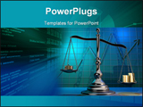 PowerPoint Template - Conceptual brass scale with golden coins - rendered in 3d