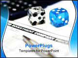 PowerPoint Template - close up of the word investment on newspaper with pen dices and a calculator on background.