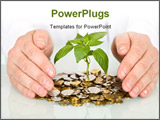 PowerPoint Template - rotecting a good investment and making money concept - businessman hands with plant sprouting from 