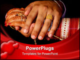PowerPoint Template - Newly wed Indian couple clasp hands. Shows henna covered brides hand and bangles
