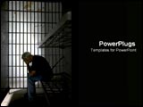 PowerPoint Template - Lonely man sits in jail cell.