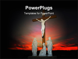 PowerPoint Template - crucifixion scene in front of colorfull sunset