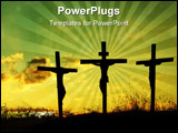 PowerPoint Template - Silhouette of Jesus Christ and two thieves crucified