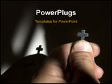 PowerPoint Template - holding a christ cross against light with silhouette