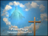 PowerPoint Template - A statue of Jesus Christ on sky