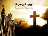 PowerPoint Template - Silhouette of a cross in beams of light