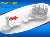 PowerPoint Template - 3d people - human character - person. Last jigsaw piece ( puzzle ). 3d render illustration