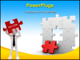 PowerPoint Template - jigsaw puzzle with the missing middle piece (3d render)