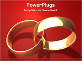 PowerPoint Template - two golden rings on a red background