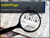 PowerPoint Template - newspaper opened to the want ads. magnifying glass highlighting the word jobs