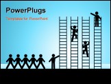 PowerPoint Template - paper chain figures business man climbing ladder of success and getting job promotion
