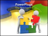 PowerPoint Template - Three-dimensional model of people collecting a puzzle
