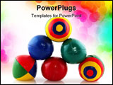 PowerPoint Template - Many colorful juggle balls with stripes isolated over white