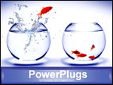 PowerPoint Template - goldfish jumping into bowl with other goldfish