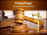 PowerPoint Template - Judges wooden gavel with very old books in background