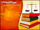 PowerPoint Template - Scales of justice atop legal books over white