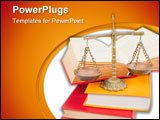 PowerPoint Template - Scales of justice atop legal books over white