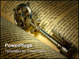 PowerPoint Template - decorative key in a book.