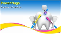 PowerPoint Template - 3D Illustartion of Kids Brushing a Tooth