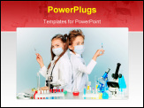 PowerPoint Template - Two children making science experiments. Education.