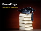PowerPoint Template - graduation cap on top of the stack of books ,for various graduation, knowledge or education themes
