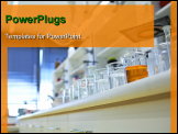 PowerPoint Template - chemistry lab (shallow DOF focus on the beakers in the foreground)