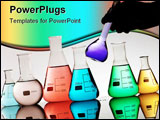 PowerPoint Template - gloved hand driving a flask in a chemical laboratory