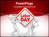 PowerPoint Template - People with box with the inscription labor day. 3d