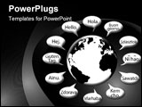 PowerPoint Template - Translate Earth Languages say Hello World in speech bubbles.