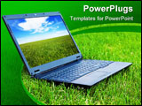 PowerPoint Template - Close view of modern laptop on fresh grass