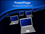 PowerPoint Template - 3d illustration of group of laptops over dark background