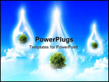 PowerPoint Template - Large drops of green tree inside, symbol of environmental protection