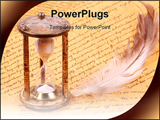 PowerPoint Template - Hourglass with a feather and parchments