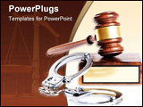 PowerPoint Template - Wooden justice gavel and block with brass