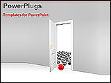 PowerPoint Template - red ball open a door with other grey balls