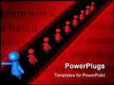 PowerPoint Template - Colored red Stick figures following their blue Leader.