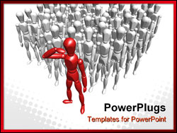 PowerPoint Template - 3d render of one person leading a crowd