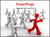 PowerPoint Template - Red leader leading group of businessman 3d illustration