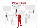 PowerPoint Template - Big protestation with leader in front 3D render