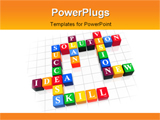 PowerPoint Template - 3d color boxes like crossword - solution success; plan; idea; vision; new; skill