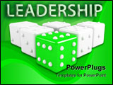 PowerPoint Template - green dice leading some grey ones. winning leadership conception
