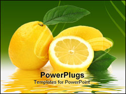 PowerPoint Template - Lemon and reflection studio isolated on white background