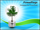 PowerPoint Template - Tree inside light bulb isolated on white
