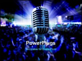 PowerPoint Template - Illustration of live music with vintage microphone and public