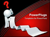 PowerPoint Template - Cute little white Simplified man looking at a long list don