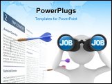 PowerPoint Template - Concept depicting 3D man looking for job with the help of binoculars