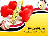 PowerPoint Template - Red Dumbbell and Tape Measure close up shot
