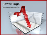 PowerPoint Template - 3d illustration of a red down arrow in a box chart