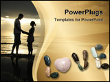 PowerPoint Template - The word LOVE spelled out with polished stones and a single pink stone heart